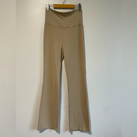 SKINS Pants - SKINS High Waisted Fold Over Bootcut / Flare Beige Legging -  Size M